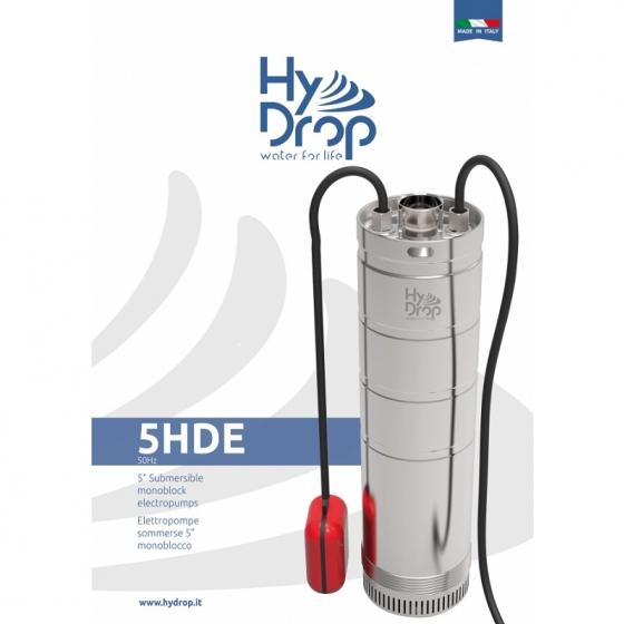 Потопяема помпа моноблок за кладенец HyDrop 5HDES 520, монофазна 1.5 kW, напор 74 м, с 10 м кабел