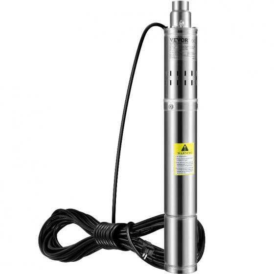 Потопяема помпа за дълбоки кладенци Vevor, 550W, 230V, 50Hz, 35 l/min, напор 108 м, устойчива на пясък <5%, 20 м кабел, Ф 7.6 см, водоустойчива IP68