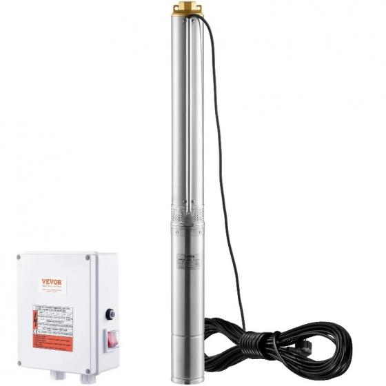 Потопяема помпа за дълбоки кладенци Vevor, 2200 W, 9,8 куб.м/ч, напор 144 м, с външно управление