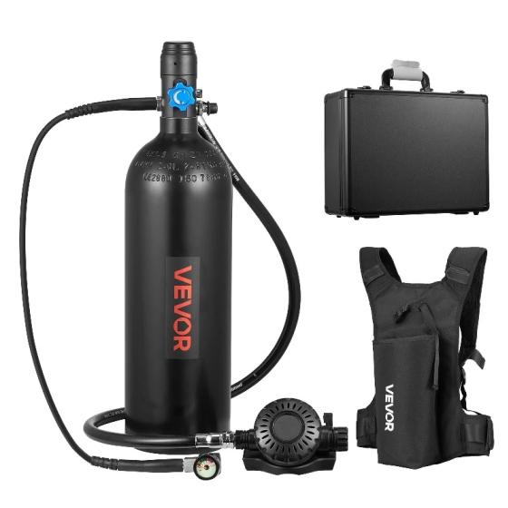 Мини бутилка за гмуркане, 2 л, до 35 минути, раница Pony, шнорхел, чанта за носене