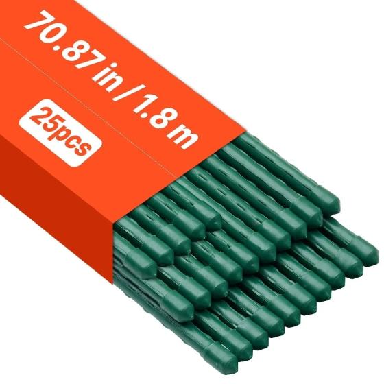 Градински метални колове за зеленчуци с PE покритие, 25 броя, 180 см