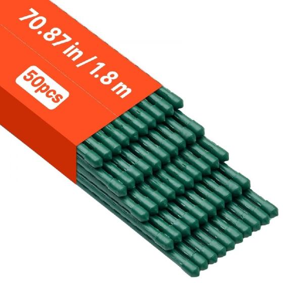 Градински метални колове за зеленчуци с PE покритие, 50 броя, 180 см