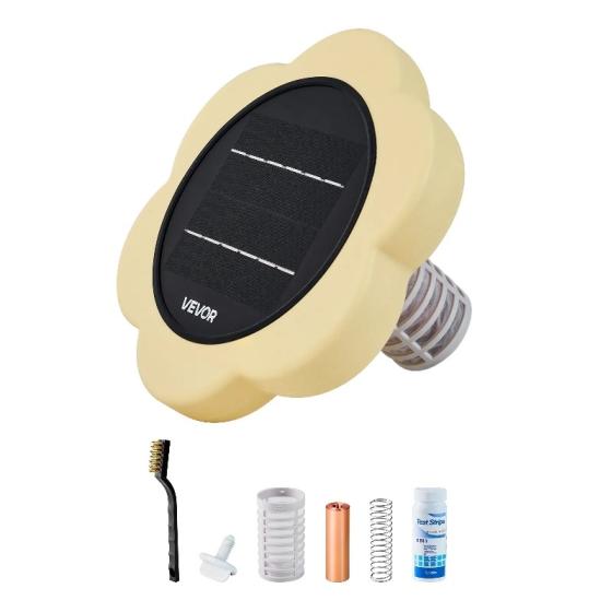 Соларен йонизатор за басейн и спа Vevor, до 170 куб.м, плаващ автоматичен пречиствател за вода без хлор, с меден анод