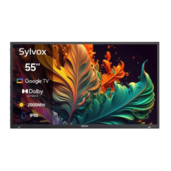 Телевизор за монтаж на открито 55 инча Sylvox - устойчив на атмосферни влияния, Google TV, 2000 нита, QLED ултра ярък, за пълно слънце - серия Pool Pro QLED 2.0
